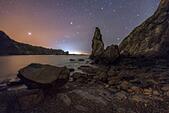 Night landscape of beach on the north coast of Spain - Stock Image