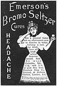 Emerson's Bromo-Seltzer headache cure advert - Stock Image