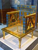 Chair of Queen Hetepheres (reproduction), Egypt, Giza, tomb G 7000 X, Dynasty 4, reign of Khufu, 2551-2528 BC, cedar, faience, gold foil, copper, cord - - Stock Image