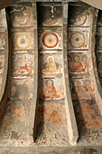 Ancient painted  tiles in Cave No.10 at the Ajanta Caves archaeological site in Maharashtra,India. - Stock Image
