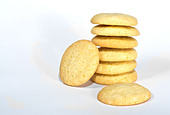 Close up of a stack of sugar cookies isolated - Stock Image