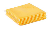 Wrapped processed sliced cheese isolated on white - Stock Image